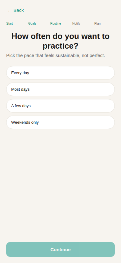 Screen 3 · Routine questions (empty)