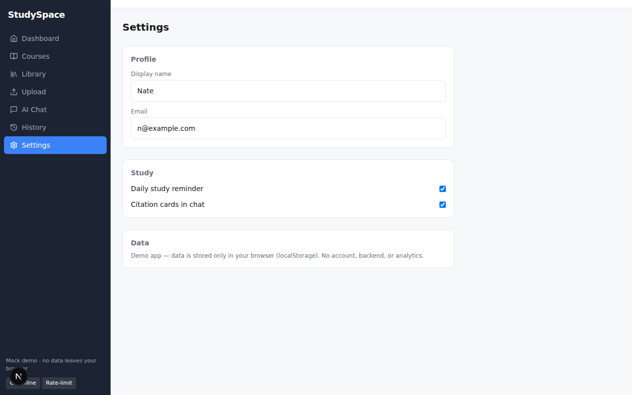 Settings · Desktop